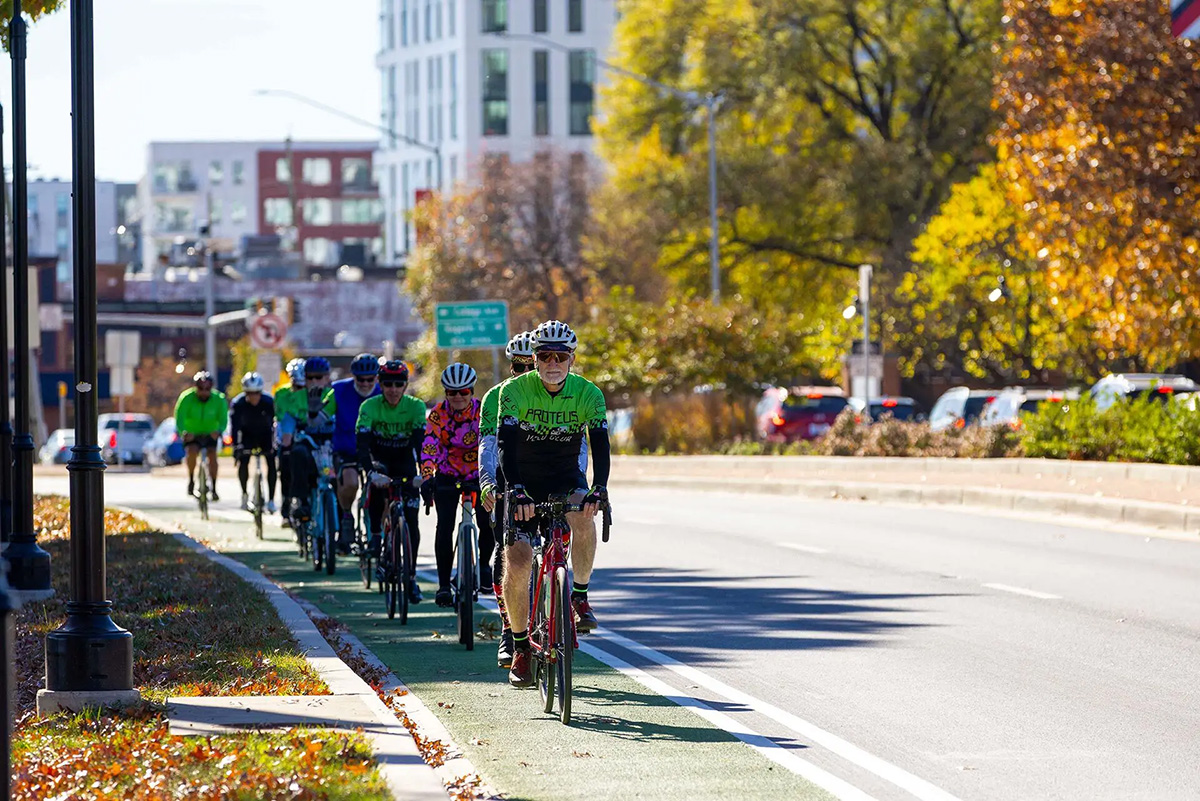 People biking