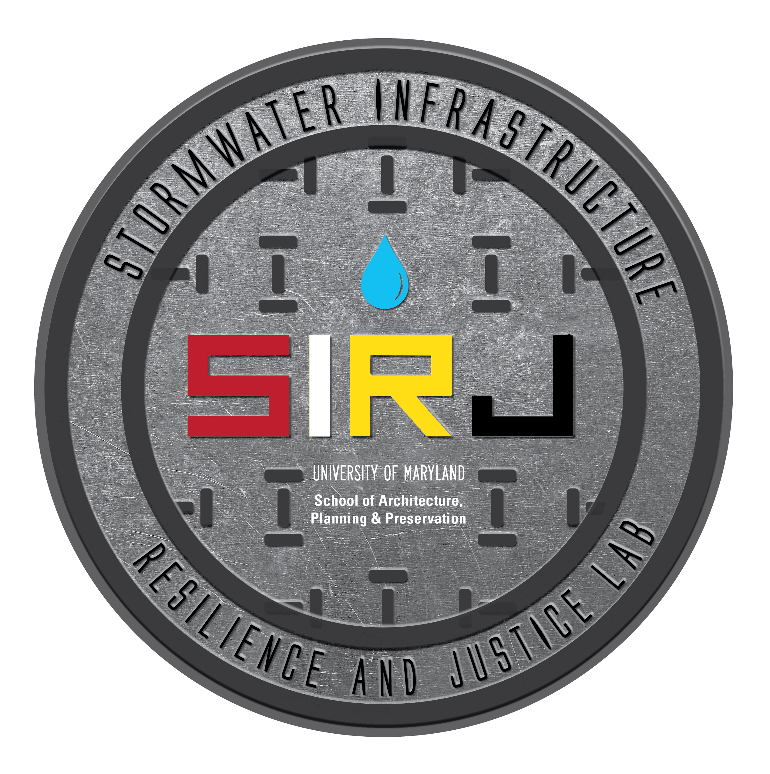 SIRJ Lab logo as a stormwater drain