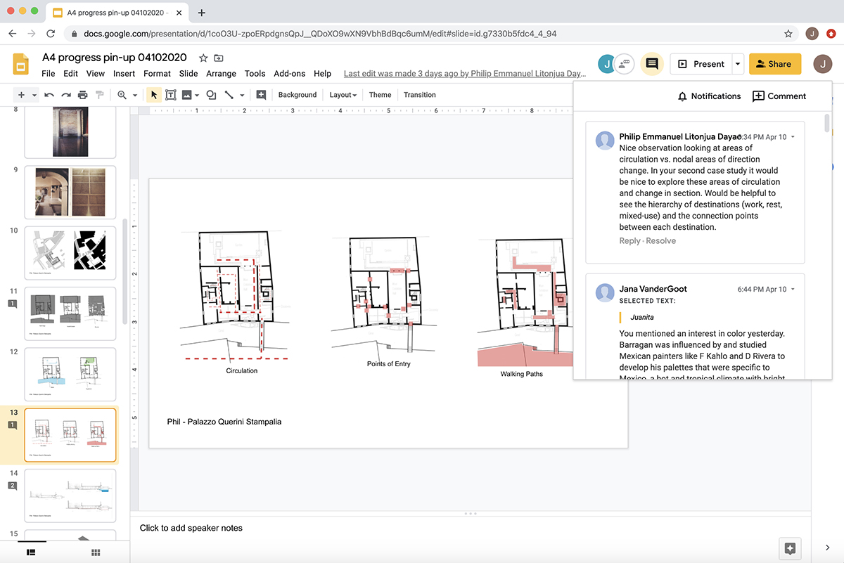 Google slides comments for ARCH virtual course.