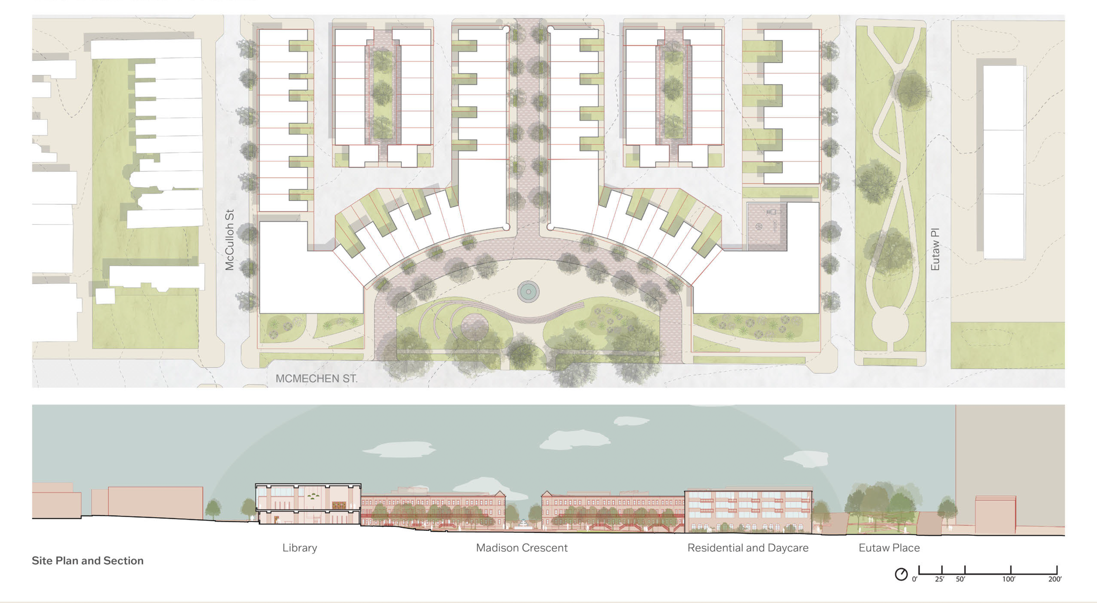 Site plan sections of Madison Crescent