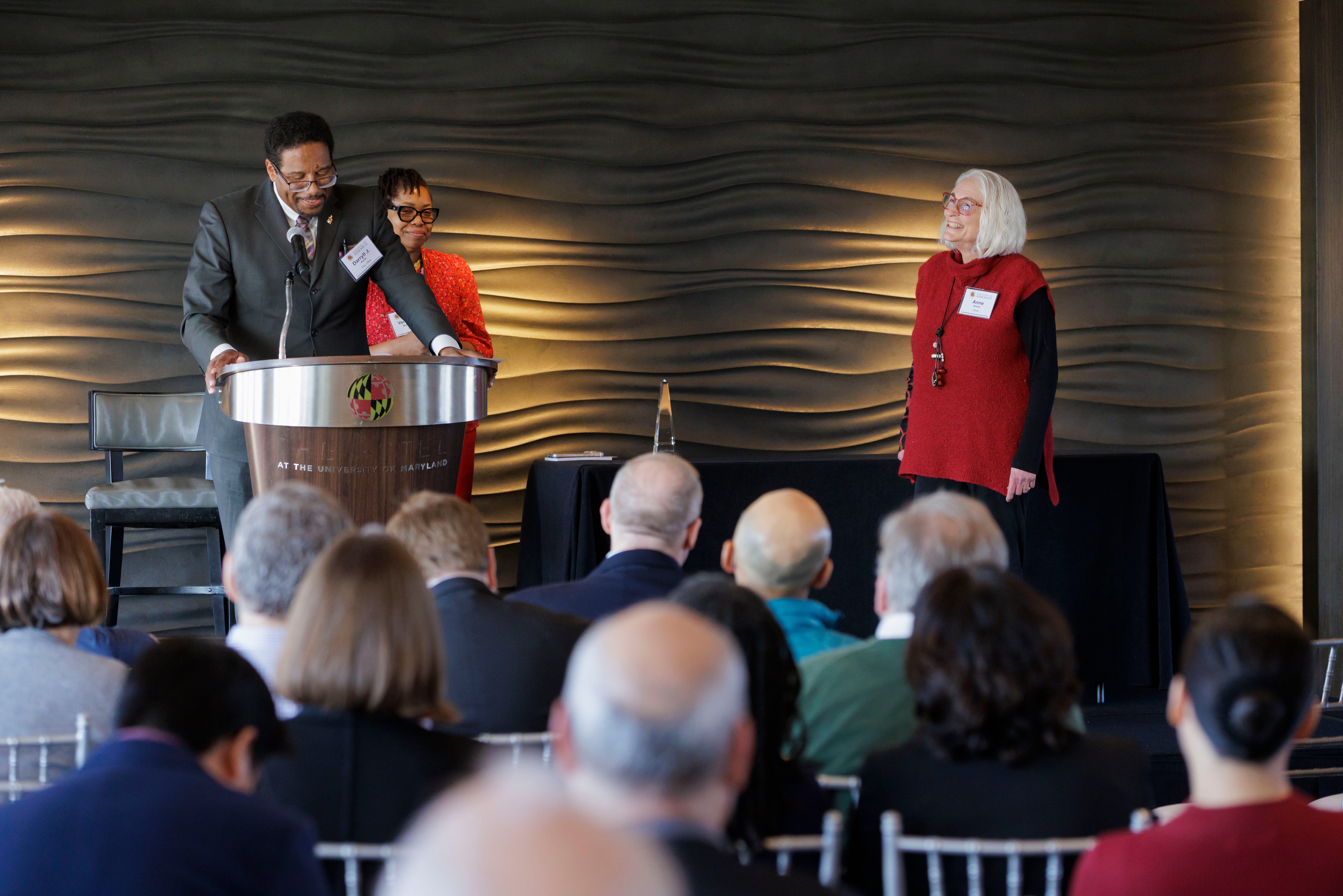 President Pines giving speech