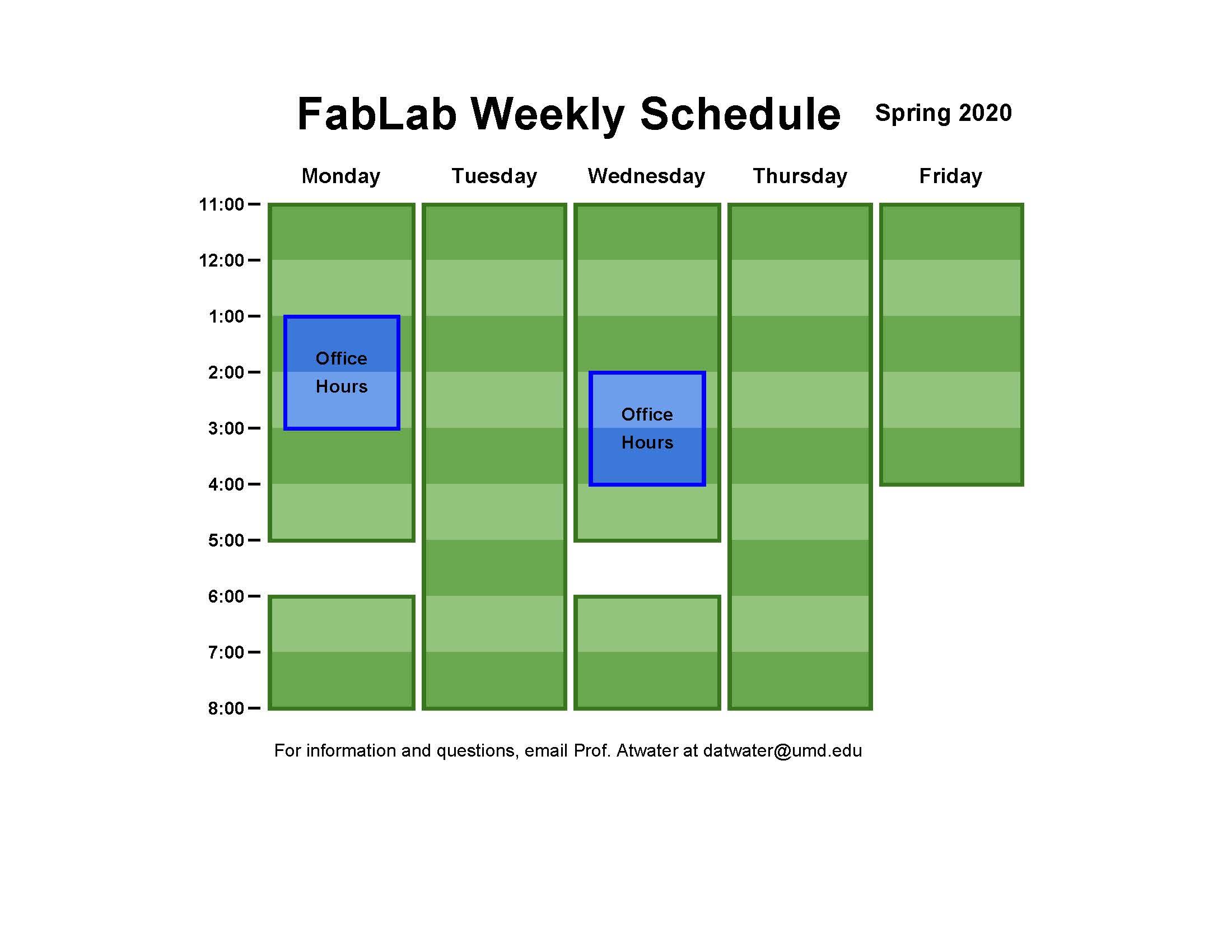 Fab Lab Spring 2020 Schedule