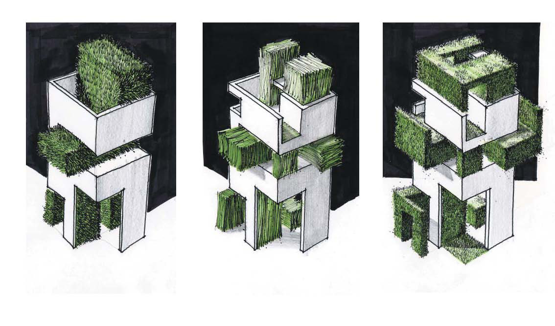 Trio of bio architecture sketches