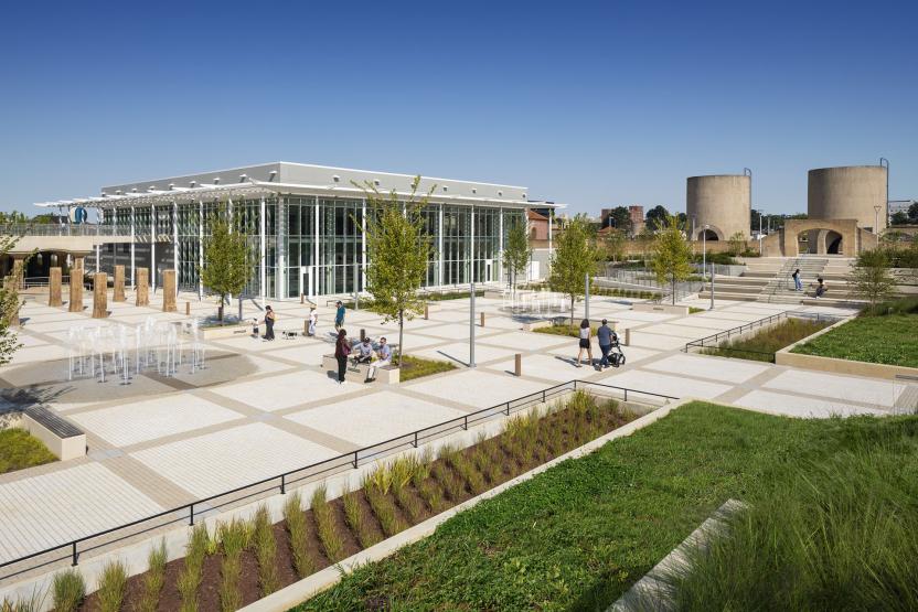 McMillan Reservoir center with sand bins in background