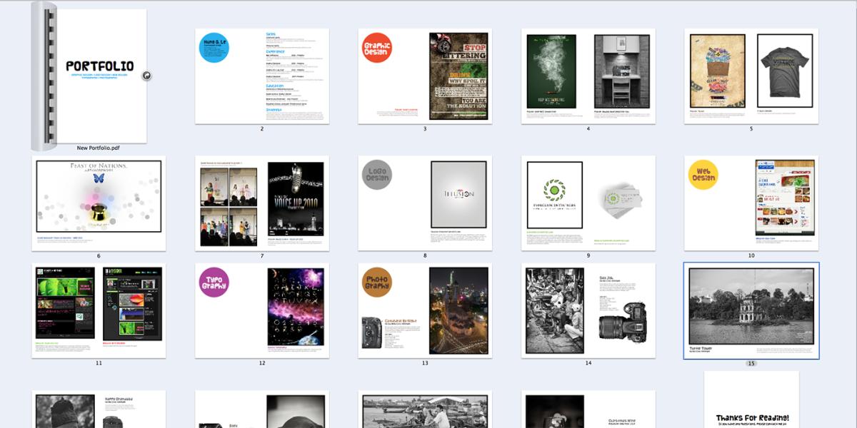 View of online portfolio pages