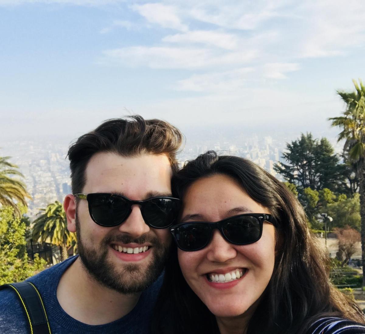 A selfie of the happy couple. 