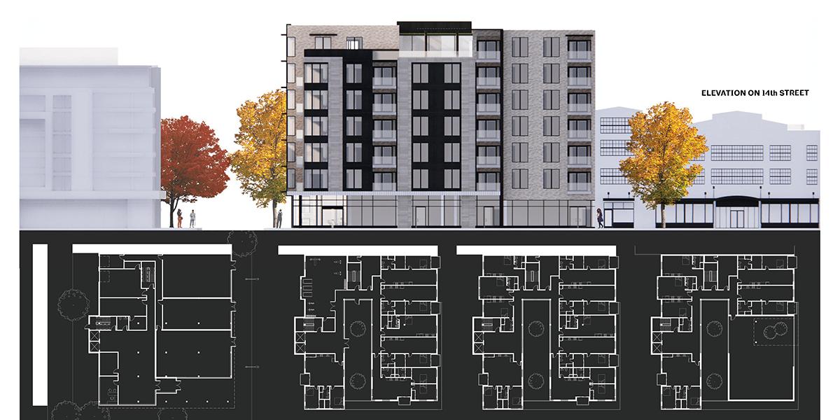 Rendering of a the 'Dwelling in the City' building 