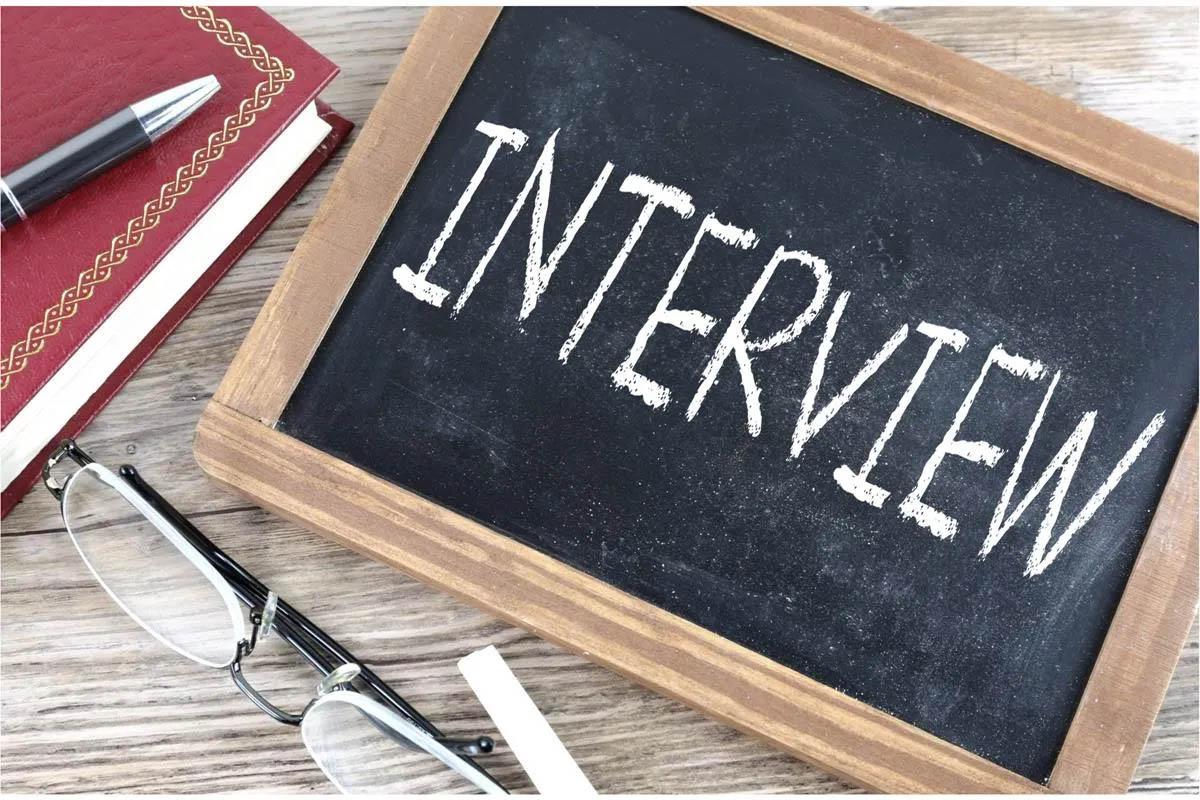 Interview written on a chalkboard