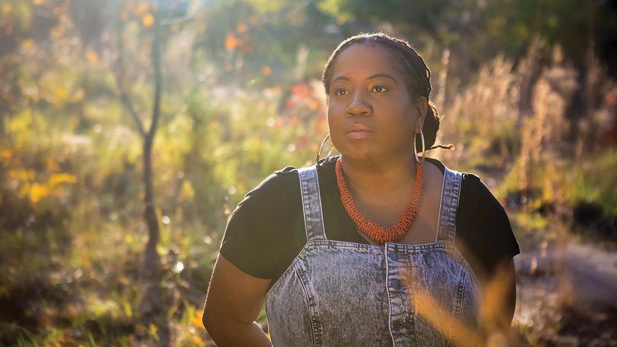 Brittney Drakeford in a field