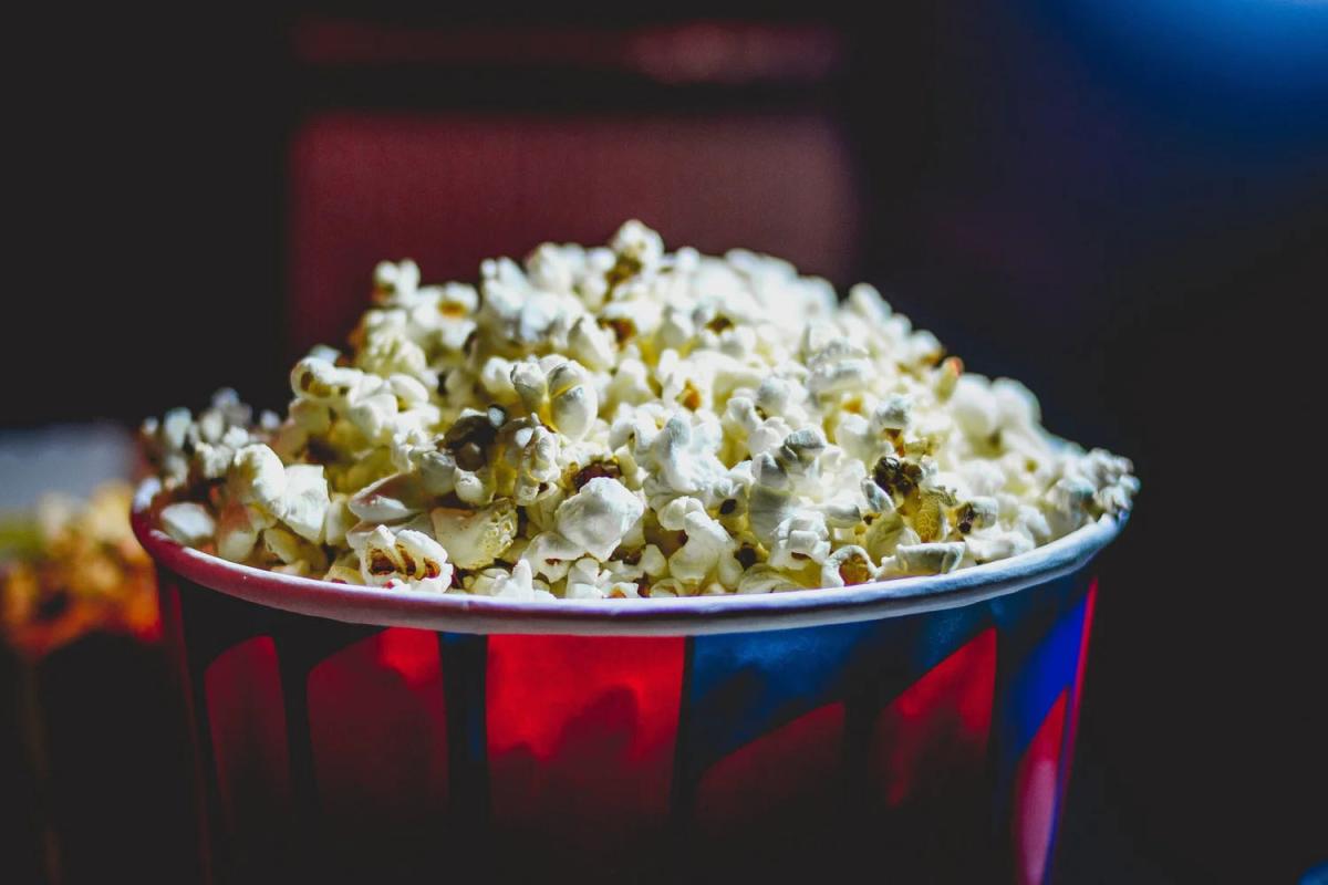 Closeup of popcorn at a movie theatre