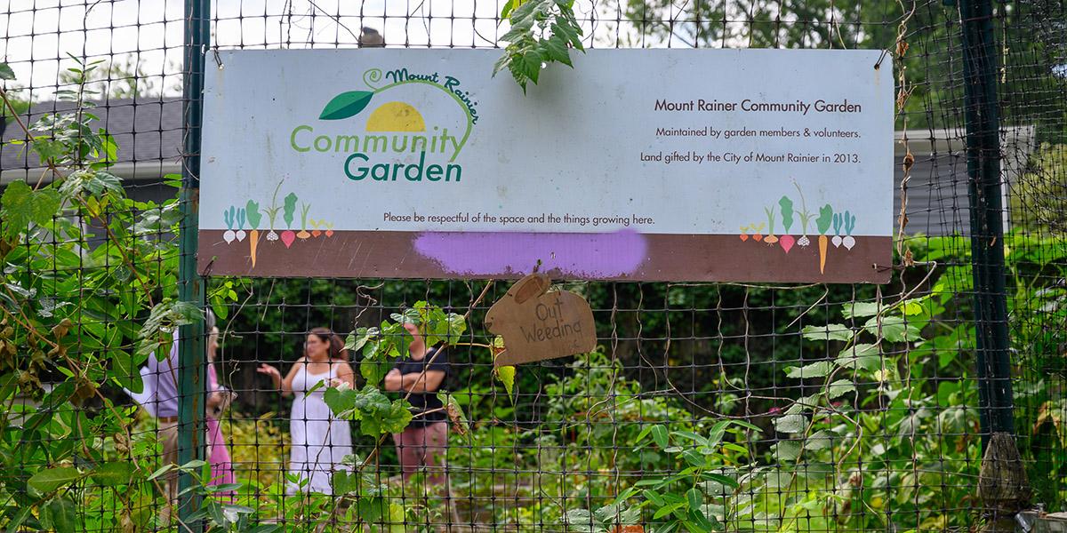 Mount Rainier Community Garden sign