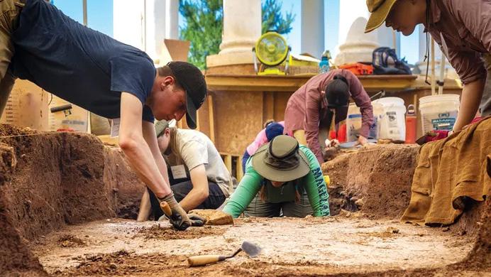 Archaeology students digging at Montpelier