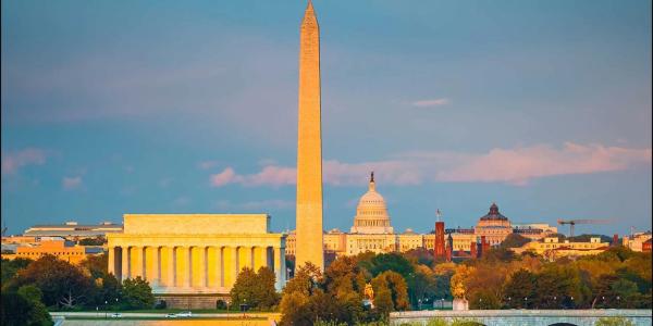 Washington DC monument in golden hour