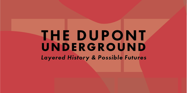 Red graphic background with text that read: Layered History & Possible Futures