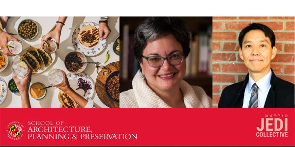 Collage of food and faculty headshots