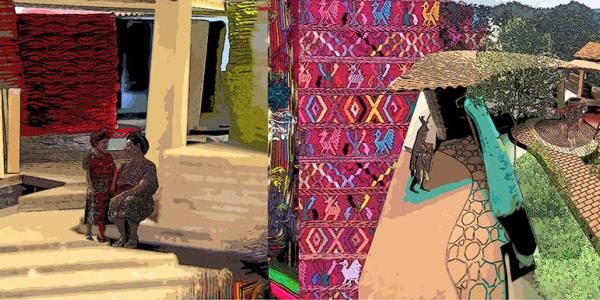 Maya Village collage design