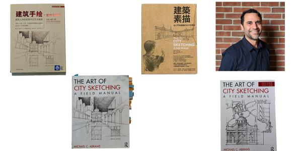 Art of Sketching 4 book covers and Michael Abrams headshot