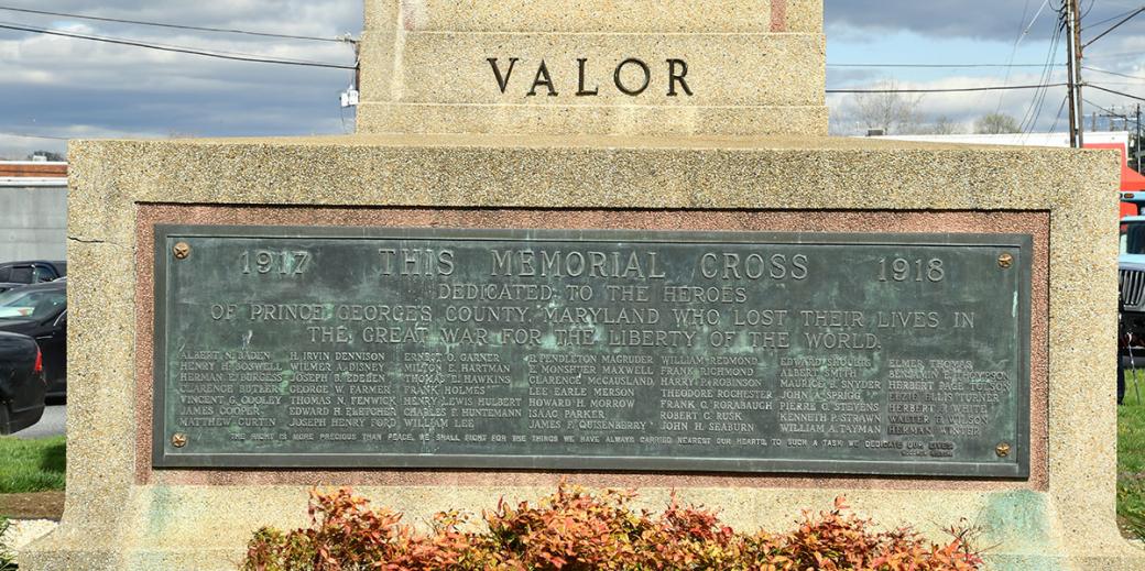 Peace Cross memorial plaque