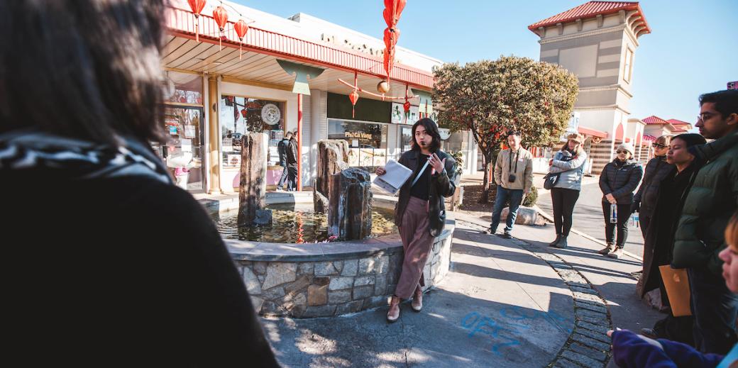 Person talking in Chinatown