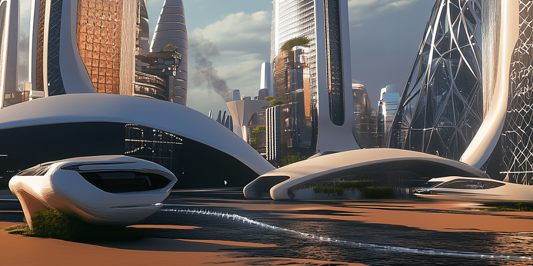 Futuristic city generated by Midjourney