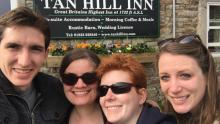 Visit to Tan Hill Inn & Pub - L to R John Strangfeld (University of Mary Washington), Kirsten Crase (UMD), Amy Bonnevier (University of Mary Washington), and Abby Winter (UMD ARCH, HISP certificate)