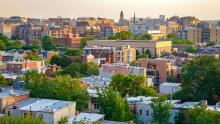 Aerial view of urban greenery in Washington DC