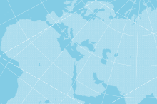 Map of the world graphic with blue background