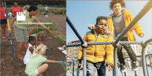 APA Collage of kids playing in community gardens and playgrounds