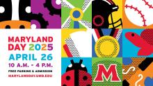 Colorful illustrative graphic showcasing various Maryland Day 2025 activities