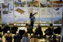 Deisy Noemi Velasquez presenting her architecture thesis.