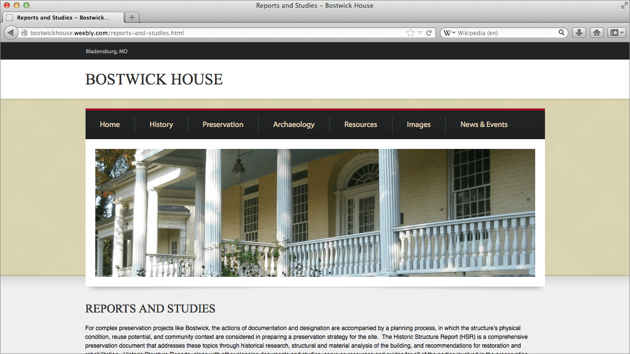 Bostwick House Website