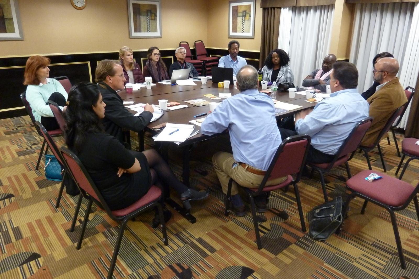 Students meet with stakeholders from the Friends of the John Coltrane Home, a non-profit whose mission is to fulfill John and Alice Coltranes’ vision of goodwill and connection through the sharing of the common language of music.