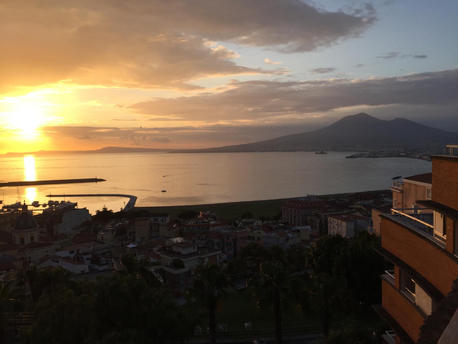 The view of Mount Vesuvius and the Bay of Naples from the Vesuvian Institute, where we eat, sleep, and learn.