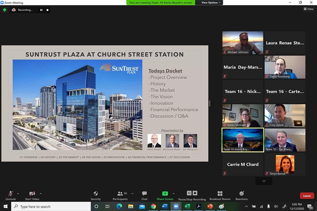 ZOOM screenshot of the Suntrust Plaza at Church Street Station a Colvin Case Study project