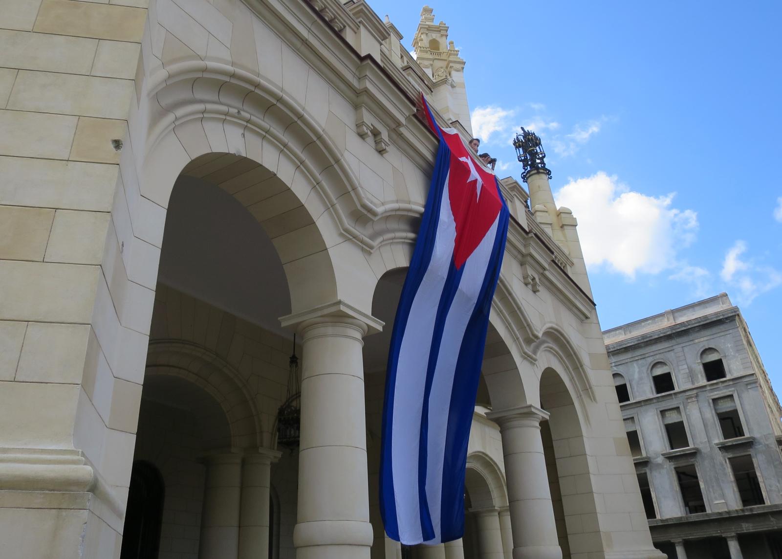 Cuban flag on a building.