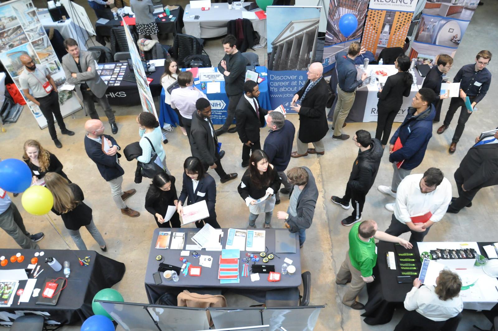 Career Fair view from the Mezzanine, down into the Great Space 