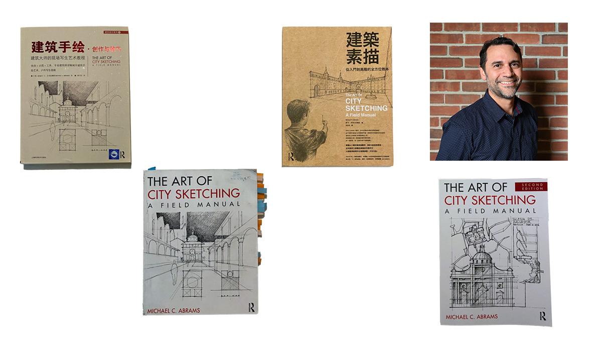 Art of Sketching 4 book covers and Michael Abrams headshot