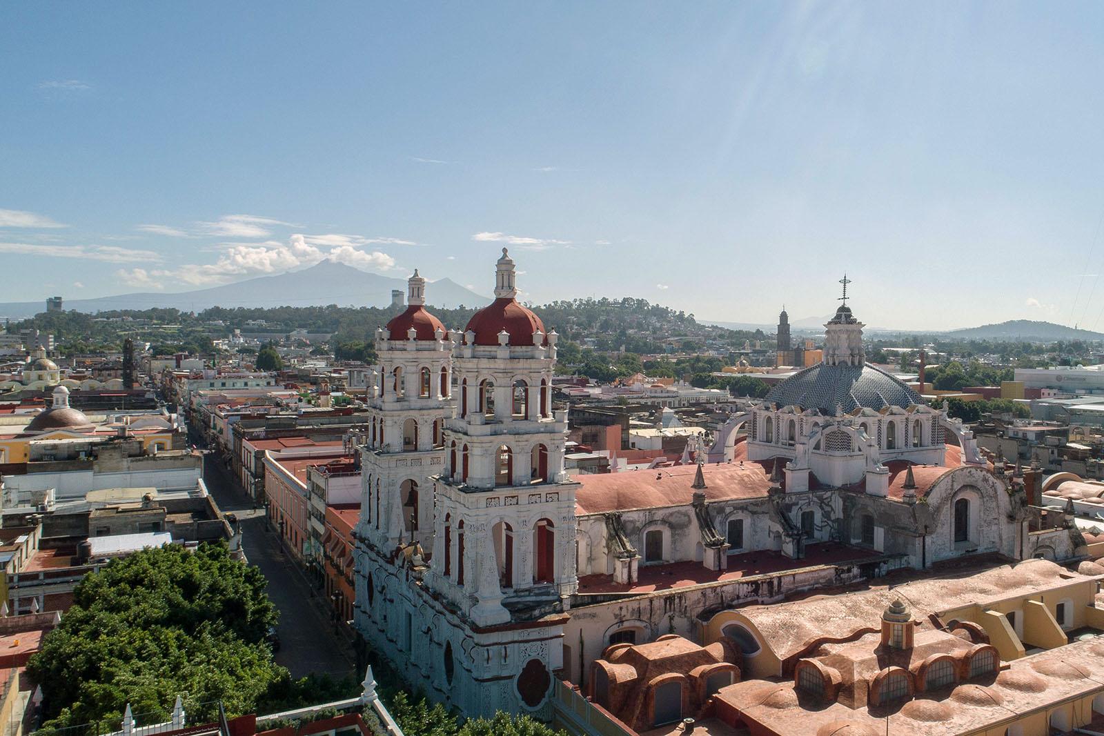 Top view of a the city of Puebla in Mexico