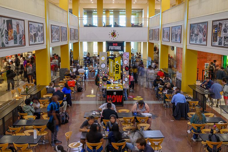 Terps VOTE Book at a busy dinning hall at UMD.