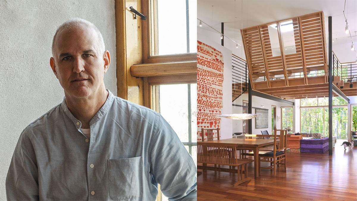 Collage of Peter Noonan's portrait and "A House for a Chef and an Artist" designed by Peter Noonan FAIA and Mark McInturff FAIA
