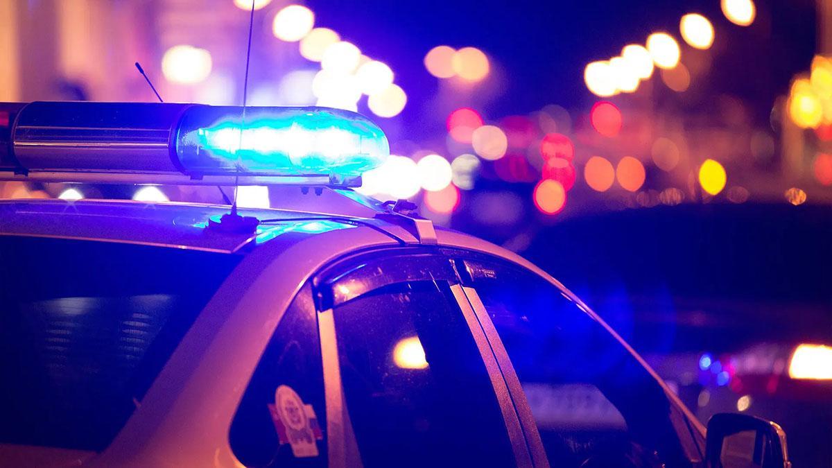 Police car lights at nighttime