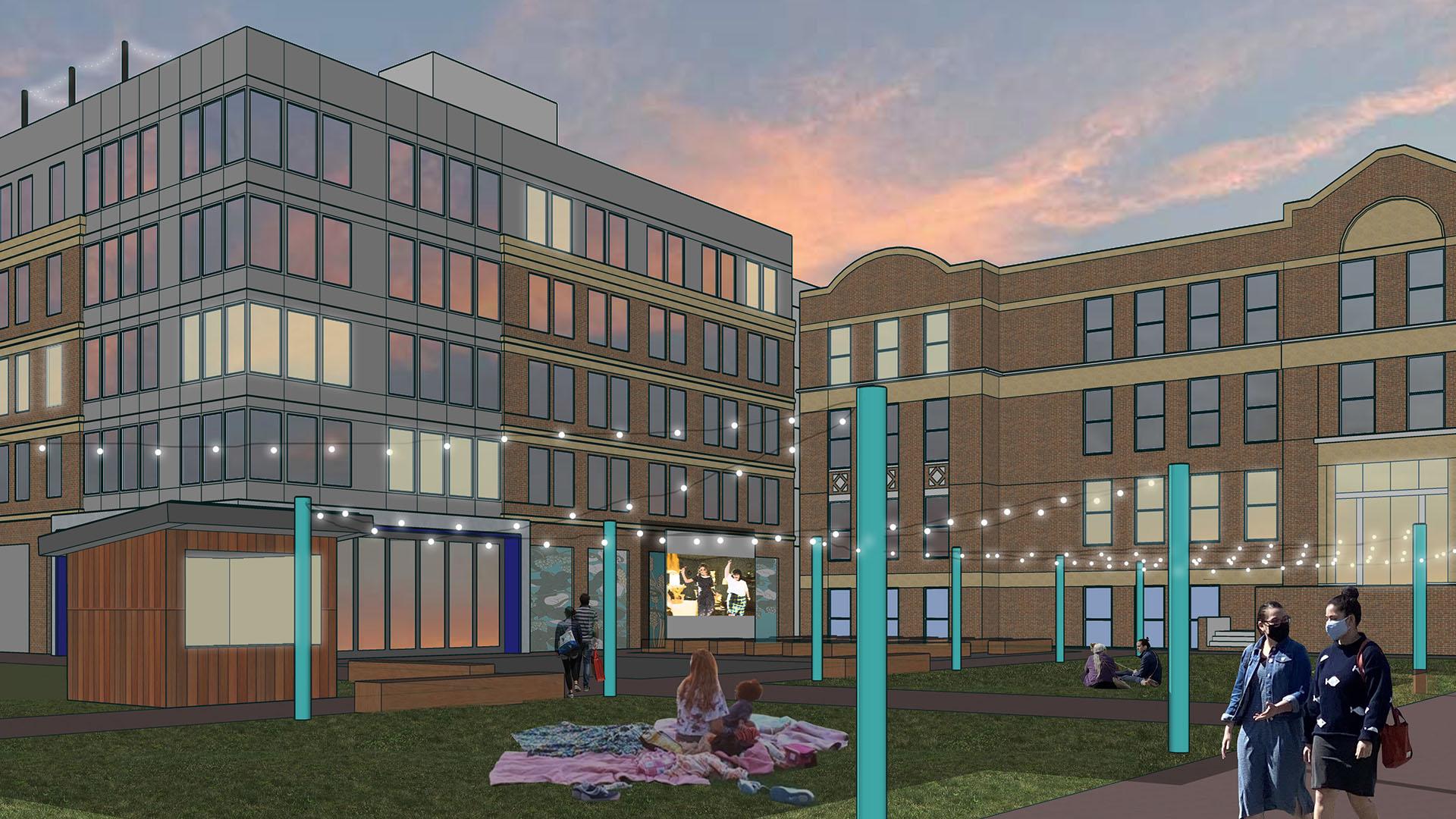 2Central mixed-use development open air view. 