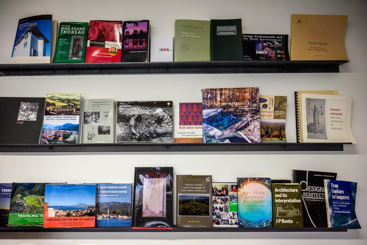 Books on shelves