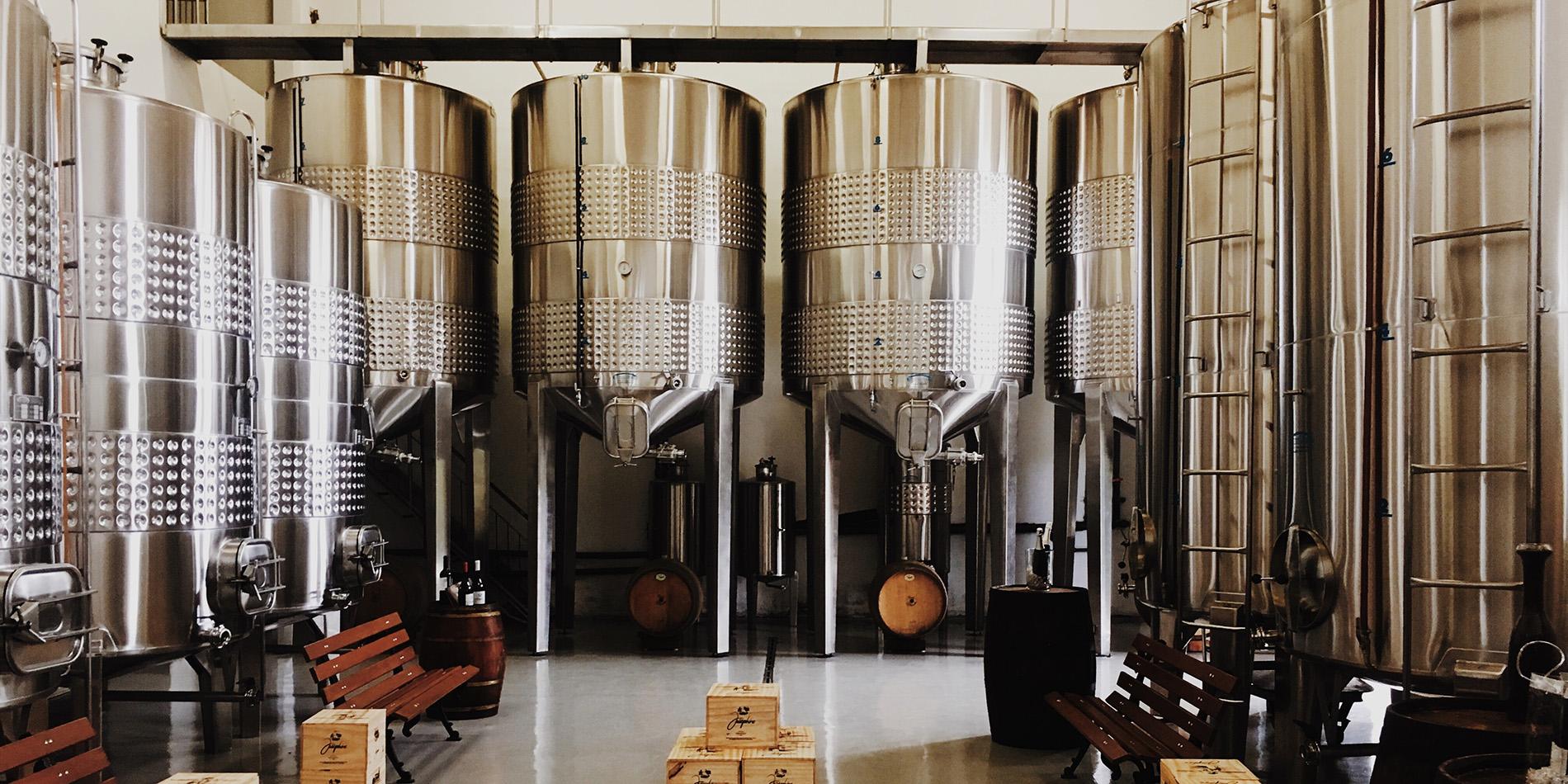 Brewery metal fermenting tanks