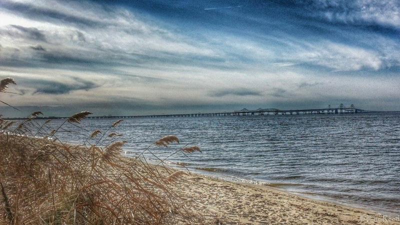 View of the Chesapeake bay bridge at the distance