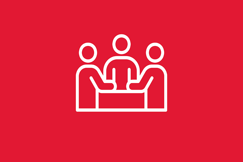 Outline of people around a table