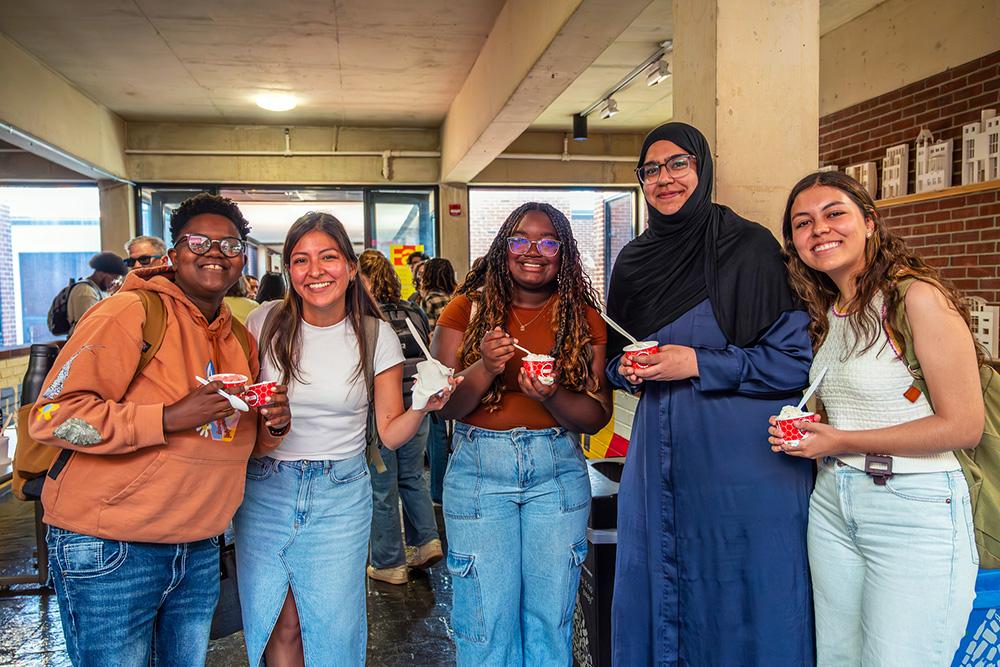 Group shot of students eating ice cream