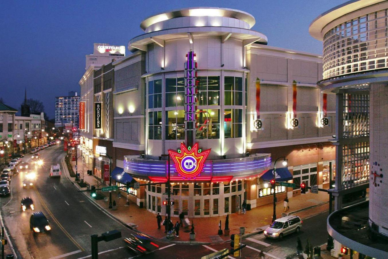 Movie theatre at dusk