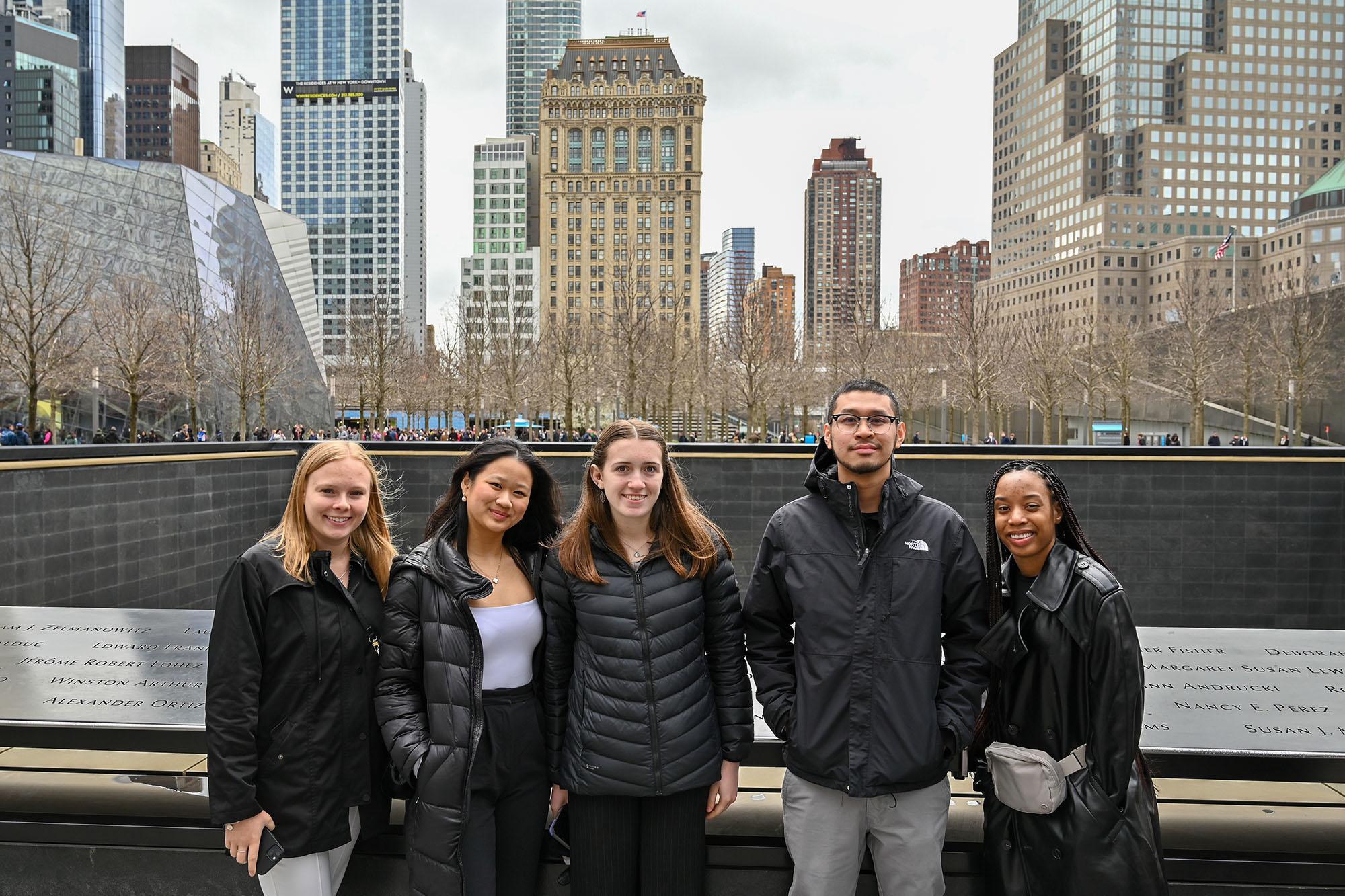 Students in front of Ground Zero in New York City