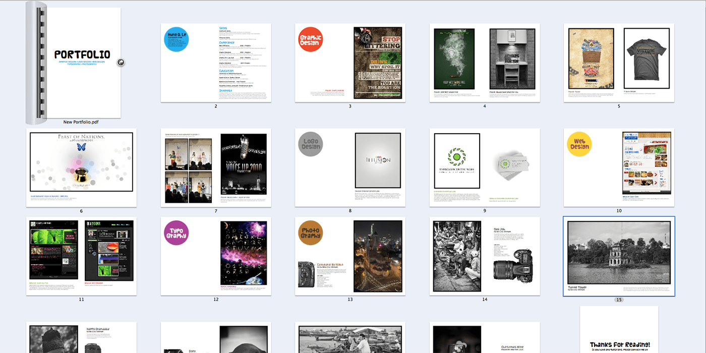 View of online portfolio pages